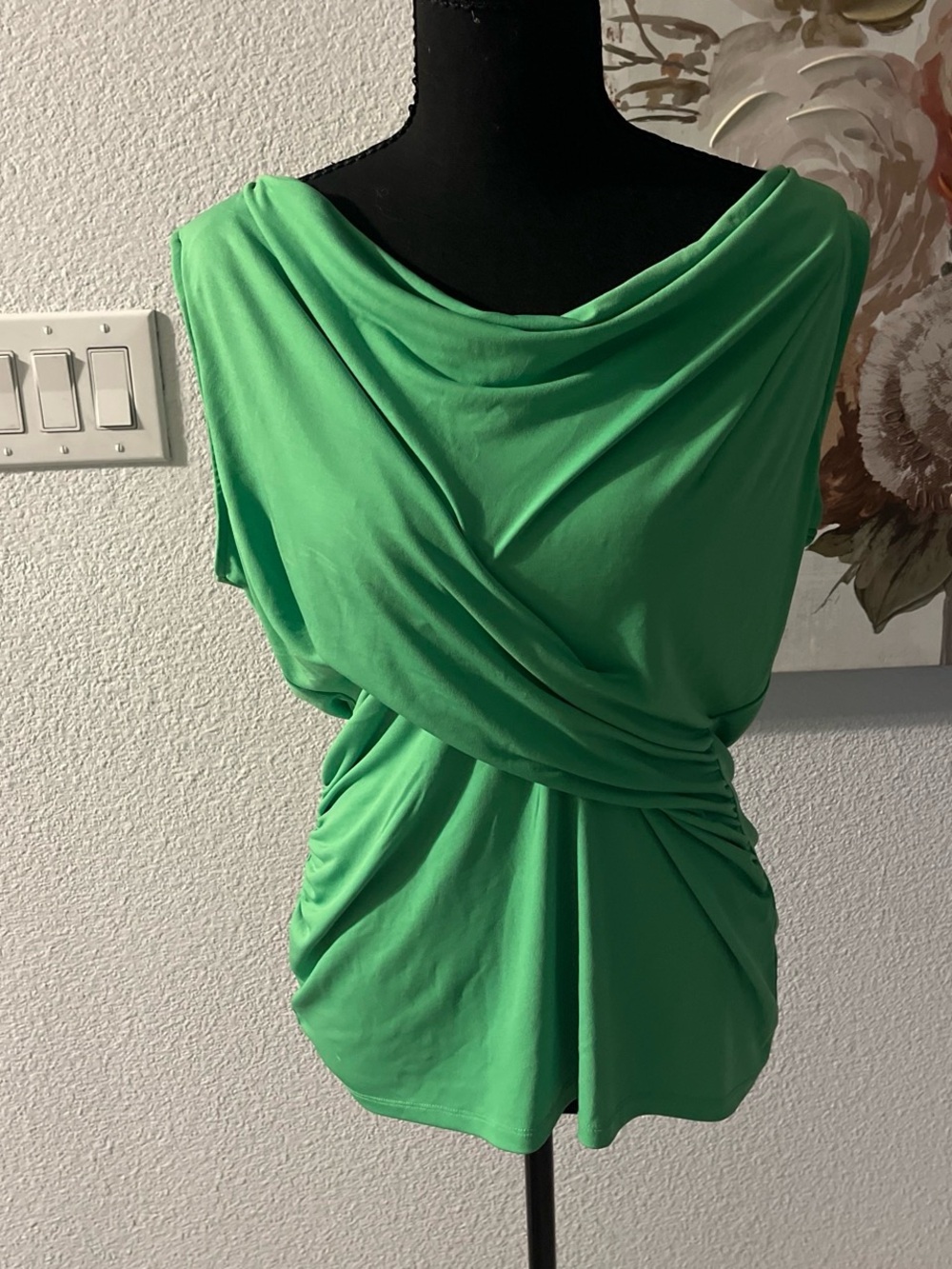 New York and company size large women Draped Green Sleeveless Women's Top